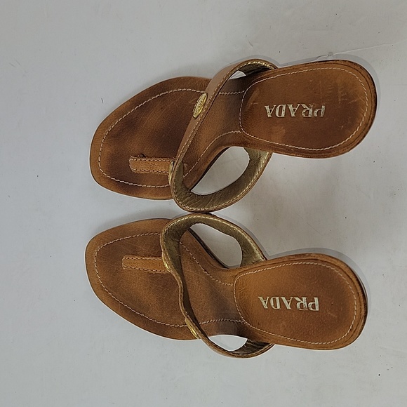 Prada Leather T-Strap Brown Women's Sandals - Picture 10 of 16